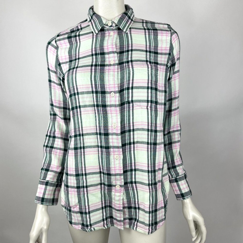 J Crew Flannel Shirt Button Up Long Sleeve Pocket Collared BD784 Women 0 NWT